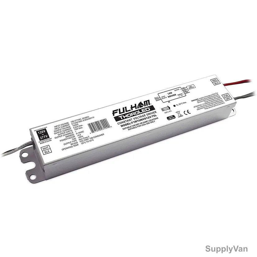 Fulham Constant Voltage LED Driver, T1M1UNV012V-75L, ThoroLed, 0-6A, 75W