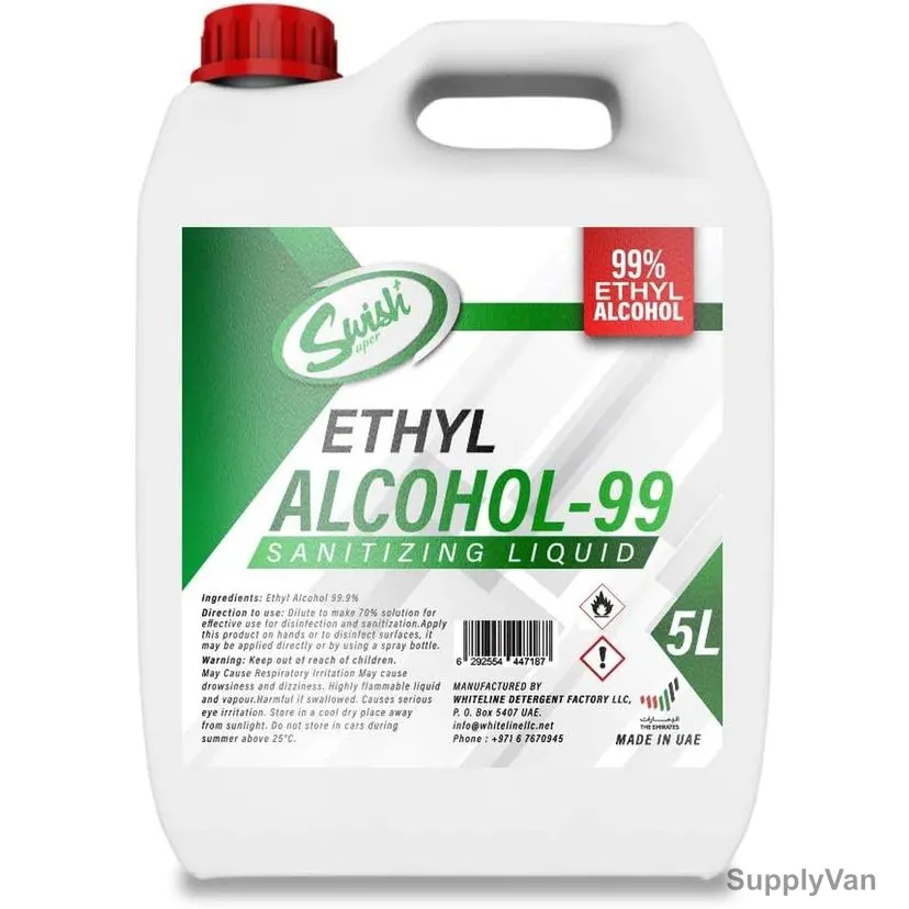 Swish Super 99.9% Ethyl Alcohol Sanitizing Liquid, 5 Ltrs — image 1