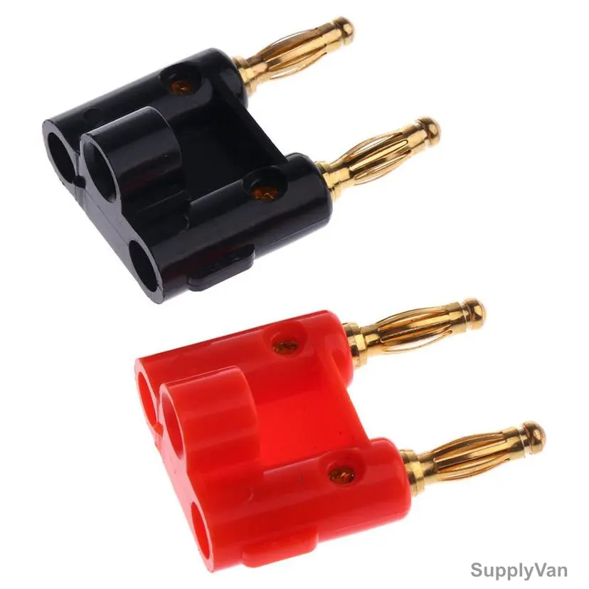 Almencla Screw Type Dual Banana Plug, Male-to-Male, Gold Plated, 2 Pcs/Set — image 1