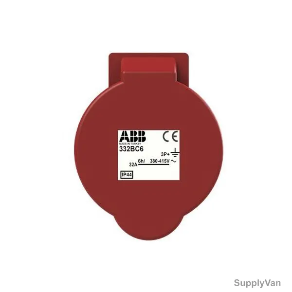 ABB Pin and Sleeve Connector, 332BC6, 4 Pole, 32A, Red — image 1
