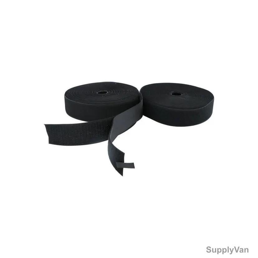 Double Sided Velcro Tape, 50MM x 25 Mtrs, Nylon, Black — image 1