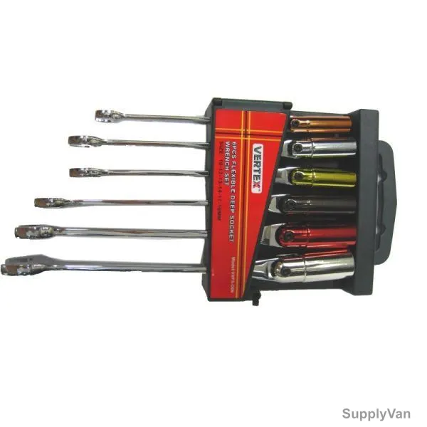 Vertex Flexible Deep Socket Wrench Set, VXFS-D06, 6PCS