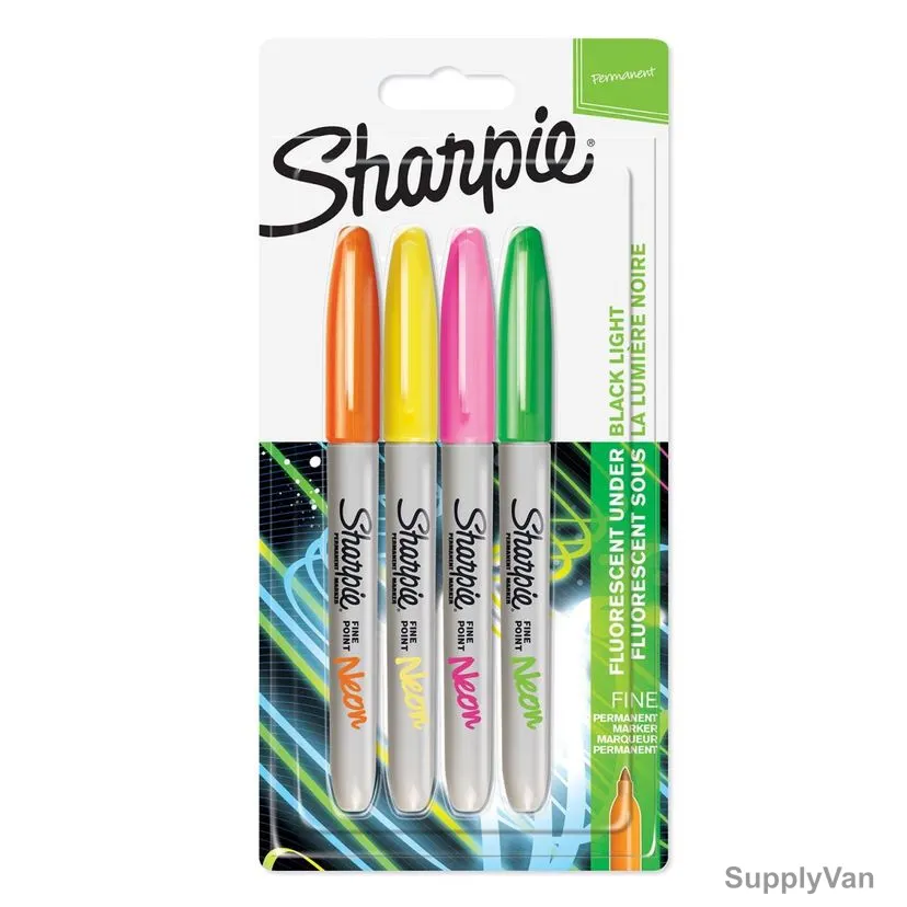 Sharpie Neon Color Permanent Marker, SP-1985855, 0.9MM Tip Size, Assorted Colors, 4 Pcs/Set — image 1