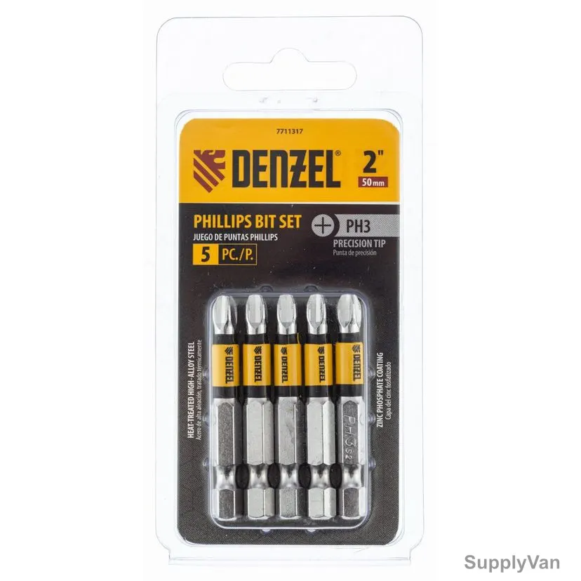 Denzel Phillips Screwdriver Bit, 7711317, PH3 x 2 Inch, 5 Pcs/Pack — image 1