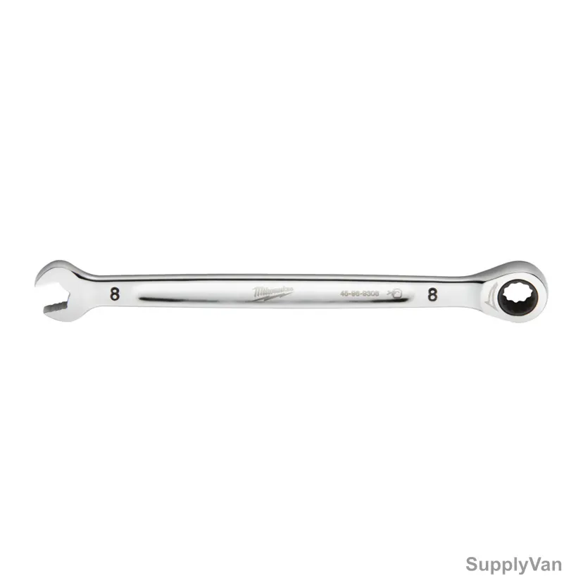 Milwaukee Ratcheting Combination Wrench, 4932471501, MaxBite, Chrome Plated, 8MM