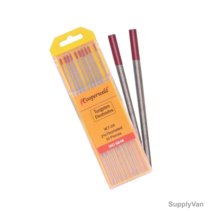 Cooperweld Tungsten Electrode, CW-132, 2.4MM Dia x 175MM Length, Red Head, 10 Pcs/Pack
