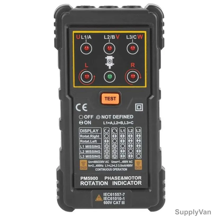 Peak Meter Motor Phase Rotation Indicator, MS5900, 120V-400VAC