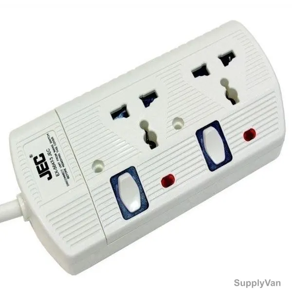 JEC 2 Way Extension Socket, EX-5647-3, 3 Mtrs, White