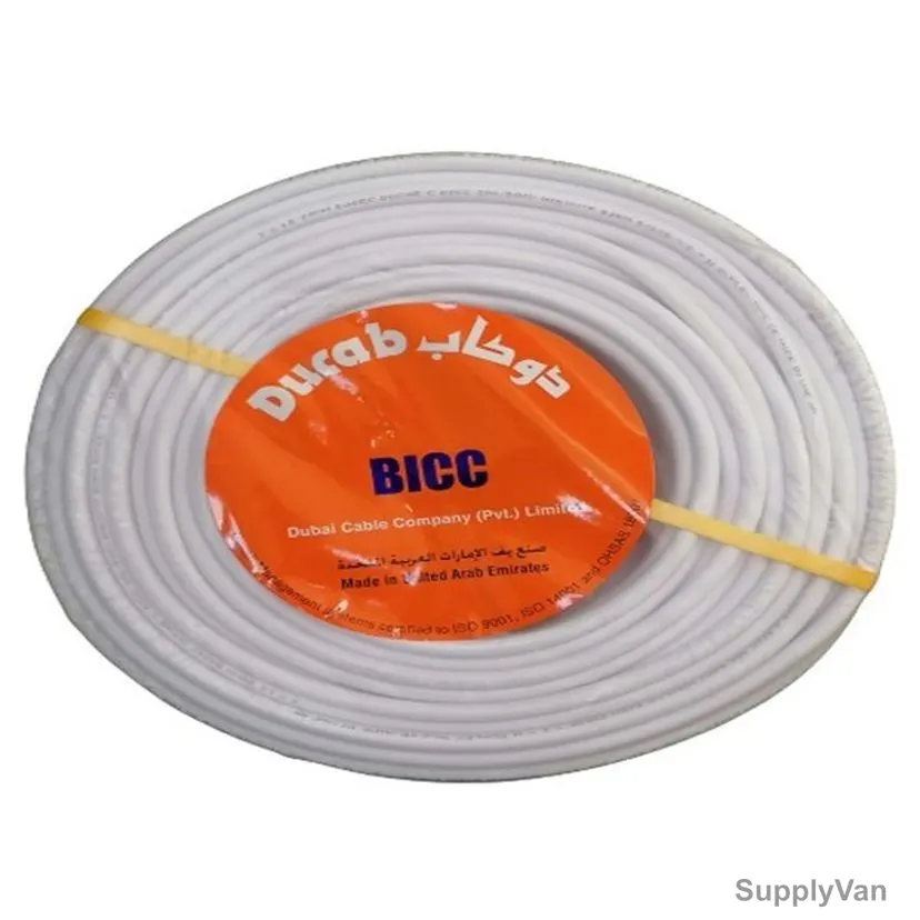 Ducab Duflex Flexible Cable, PVC, 3 Core, 2.50 SQ.MM x 100 Yards Length, White