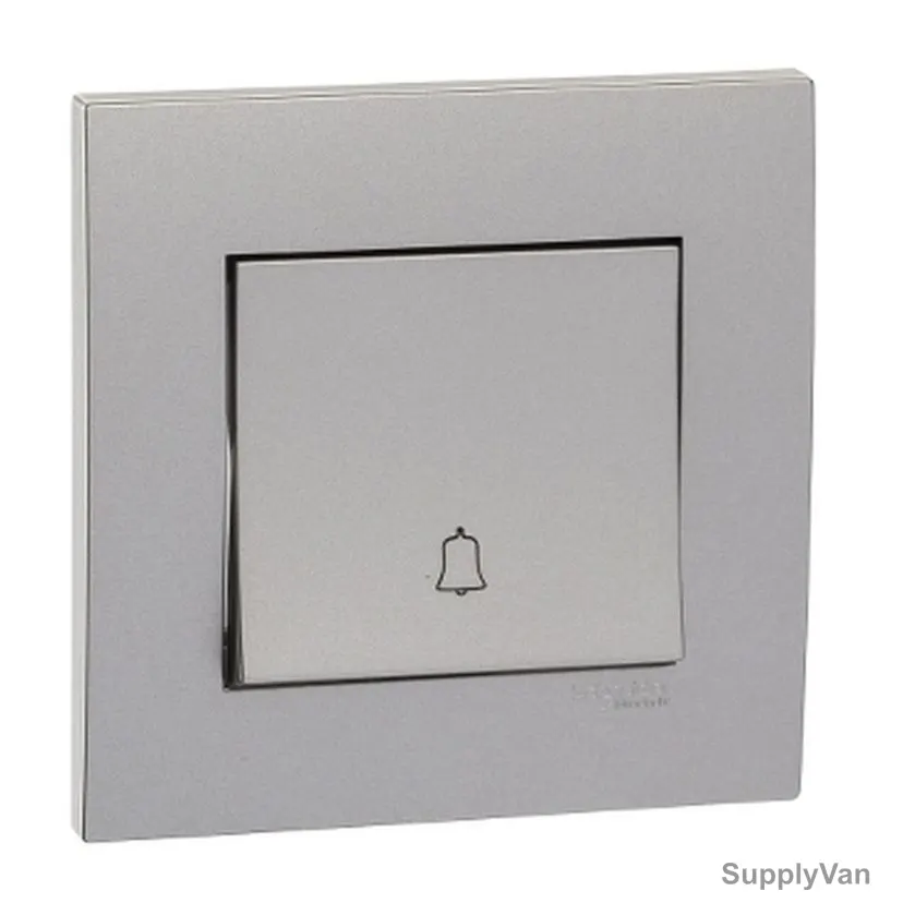 Schneider Electric Bell Press Switch, KB31BPB-AS, Vivace, 1 Gang, 10A, 250VAC, Aluminium Silver