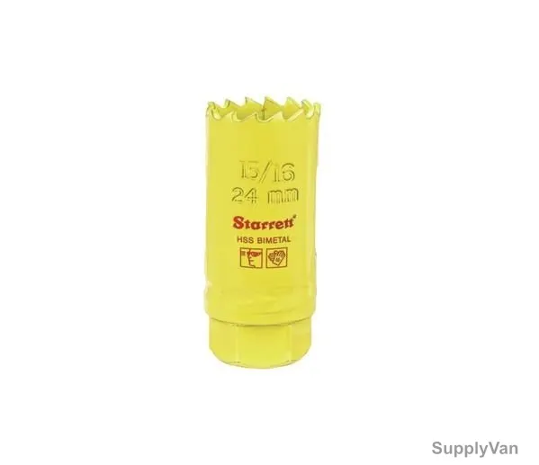 Starrett Hole Saw, SH1056, High Speed Steel, 24MM, 6 TPI, Yellow