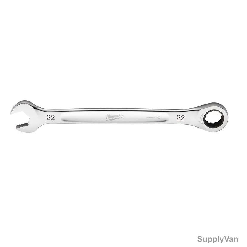 Milwaukee Ratcheting Combination Wrench, 4932471515, MaxBite, Chrome Plated, 22MM