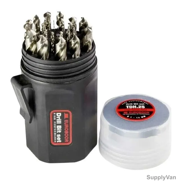 Euroboor Twist Drill Bit Set, TDH-25, HSS-G, 25 Pcs/Set — image 1