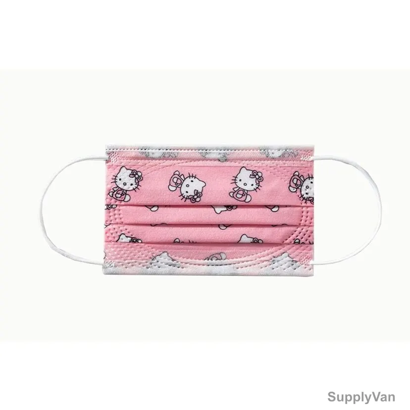Hello Kitty Printed Kids Disposable Mask, 3 Layer, Pink, 20 Pcs/Pack