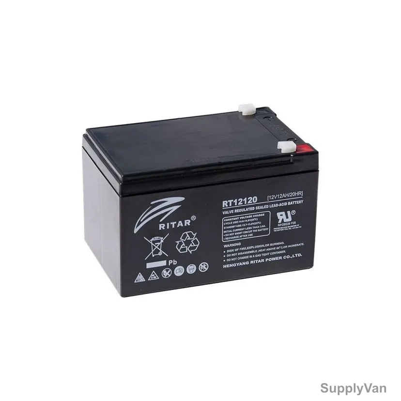 Ritar Sealed Lead Acid Battery, RT12120A, 12V, 12Ah