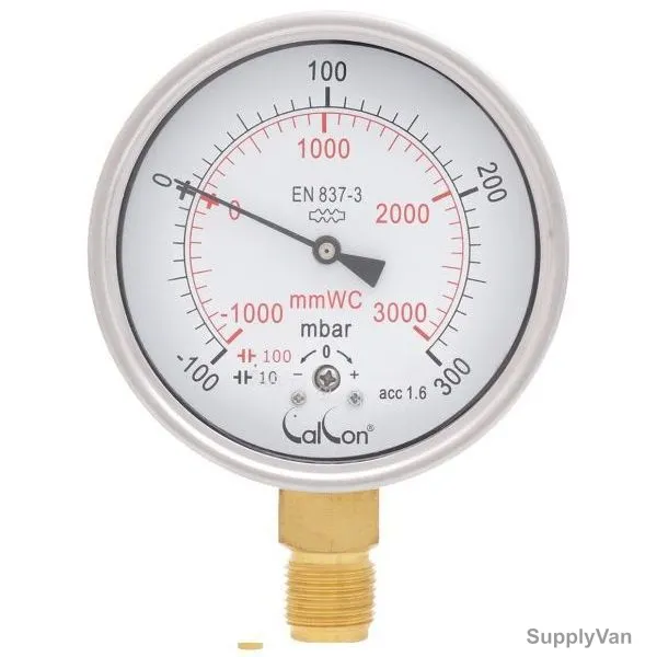 Calcon Capsule Pressure Gauge, CC98A, 100MM, 1/2 Inch, BSP, -100-300 Mbar