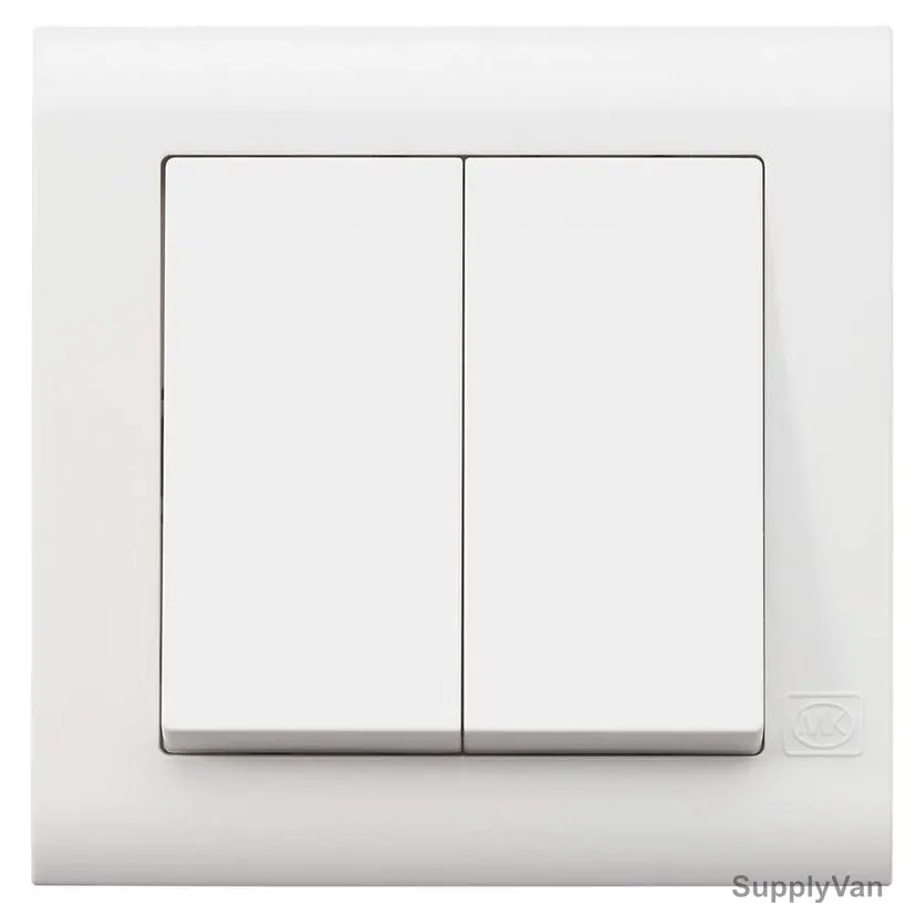 Mk Single Pole Wide Rocker Switch, MV4788W1WHI, Essential, Polycarbonate, 2 Gang, 1 Way, 20AX, White