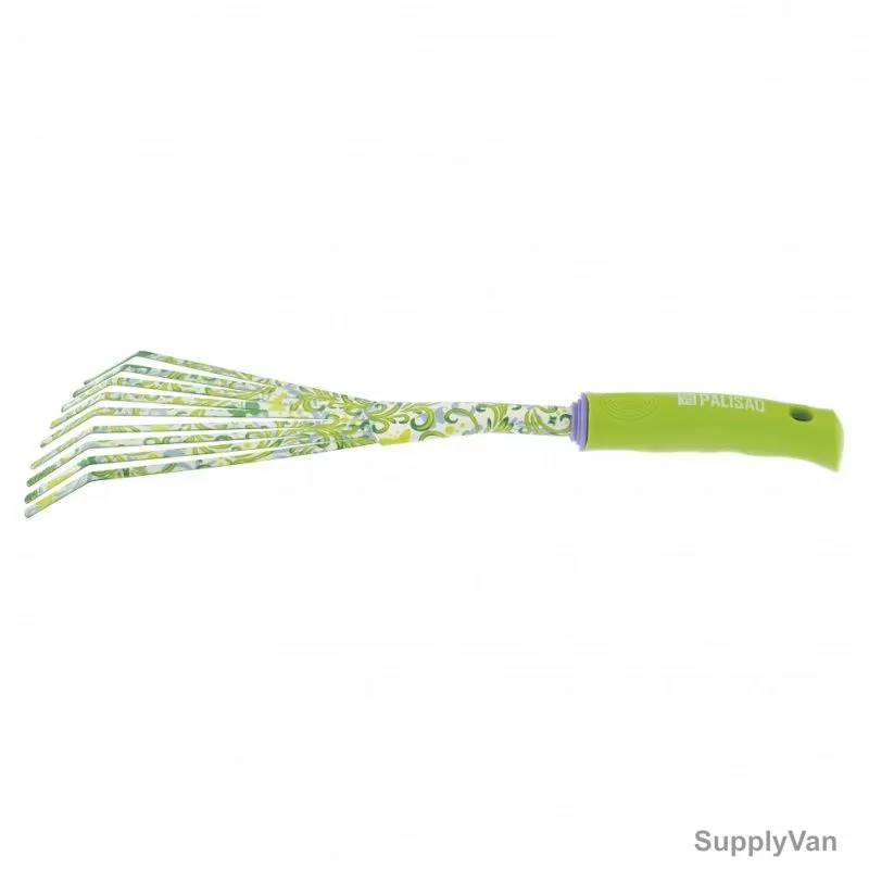 Palisad Fan Rake, 620428, Carbon Steel, 9 Teeth, 75 x 385MM, Green