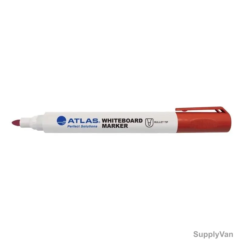 Atlas White Board Marker, AS-MW100-RD, 2.2-2.8MM Tip Size, Red, 12 Pcs/Pack