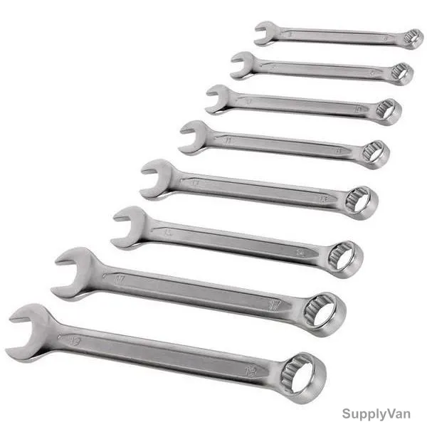 Mechanix Combination Spanner Set, Chrome Nickel Steel, Silver, 8 Pcs/Set