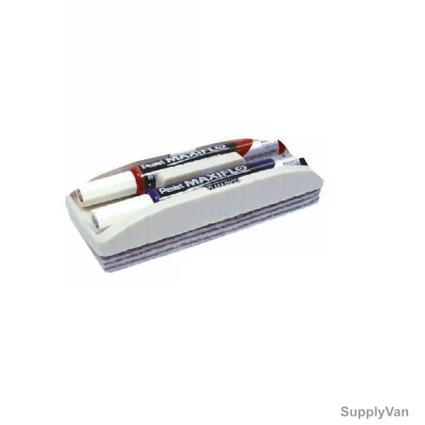 Pentel White Board Marker With Eraser, PE-MWL6S-2E, Maxiflo, 5.0MM, Assorted Colors, 3 Pcs/Set