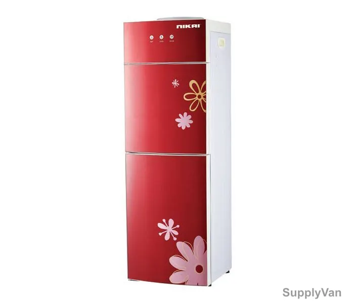 Nikai Water Dispenser With Cabinet, NWD1508C, Glass Series, 16 Liters, 2 Tap, Red and White — image 1