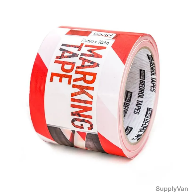 Beorol Marking Tape, TZOCB, Acrylic Adhesive, 75MM, White and Red