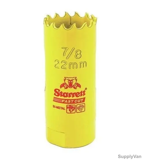 Starrett Hole Saw, FCH0078, High Speed Steel, 22MM, 5.5 TPI, Yellow