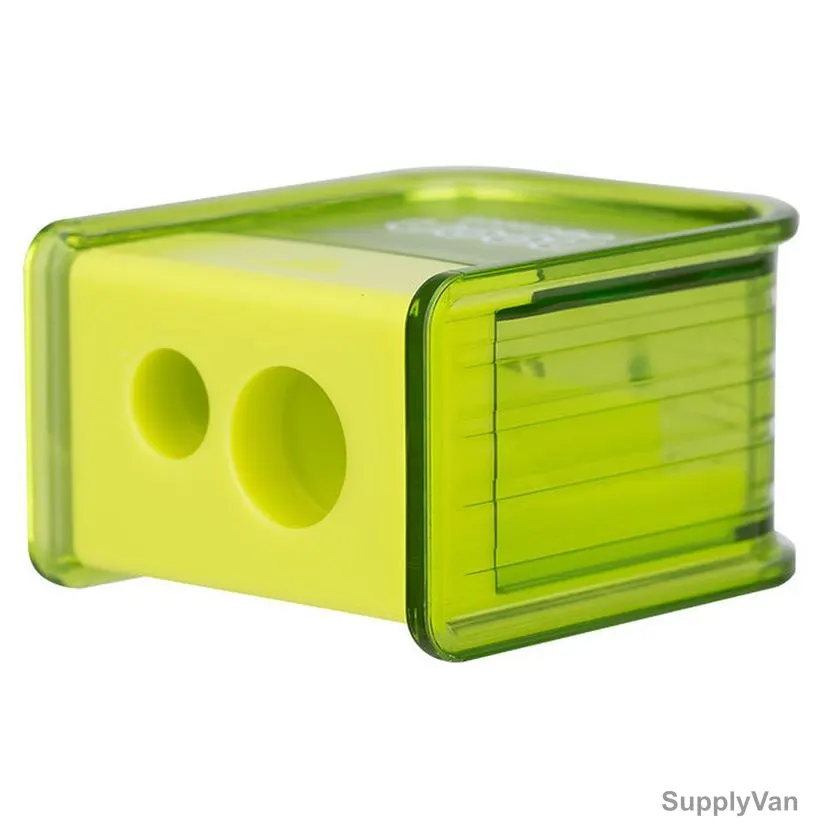 Deli Pencil Sharpener, ER00500, 2 Hole, 8/12MM Hole Dia, Green