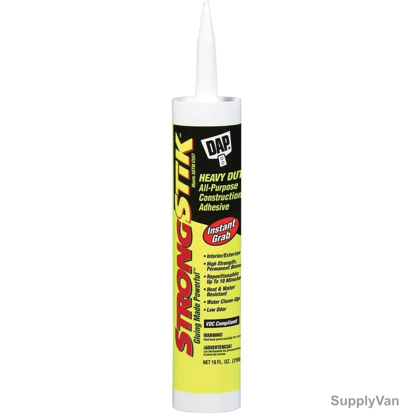 Dap StrongStil All-Purpose Construction Adhesive, 1312, Off White, 10 Oz, 12 Pcs/Pack