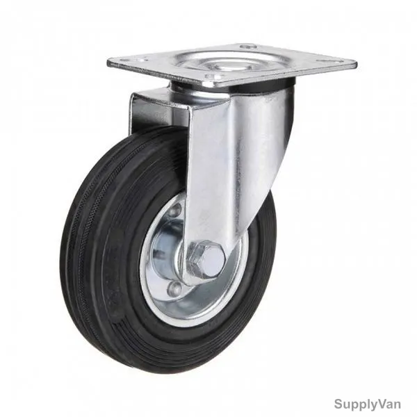 Liemke European Type Swivel Caster, 18-11-6-13-3-2, Rubber, 100 x 30MM, 80 Kg — image 1