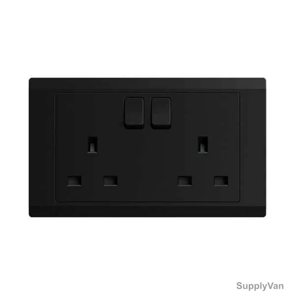 Abb Single Pole Switch Socket, BL227-885, Inora, 2 Gang, 13A, Starry Black