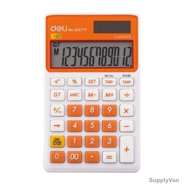 Deli Portable Calculator, E39277T, 12 Digits, Orange