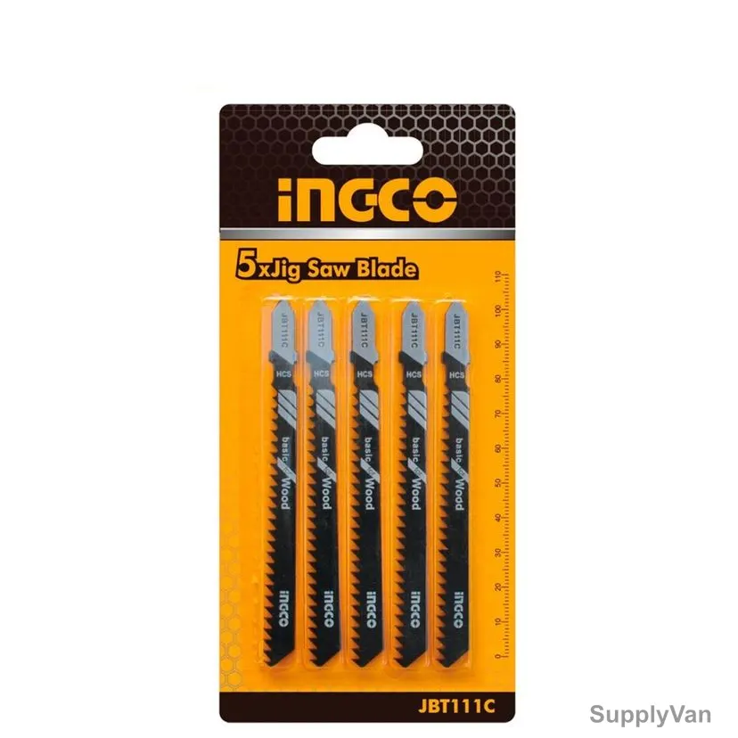 Ingco Jigsaw Blade For Wood, JBT111C, HCS, 8 TPI, 74MM Length, 5 Pcs/Pack