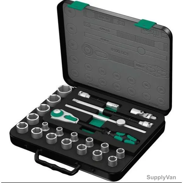 Wera Ratchet Set, 5003644001, Zyklop, 1/2 Inch Drive Size, 22 Pcs/Set