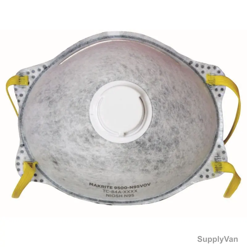 Makrite Disposable Particulate Respirator With Exhalation Valve, 9500-N95VOV, Comfort Series, Polypropylene, M/L, White, 10 Pcs/Pack