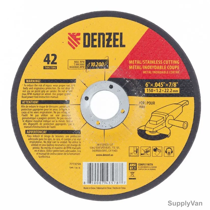 Denzel Metal Grinding Wheel, 7773759, Type 42, 150 x 1.2 x 22.2MM — image 1