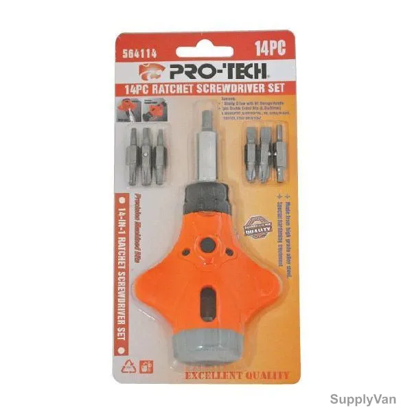 Pro-Tech Ratchet Screwdriver Set, 564114, 14PCS