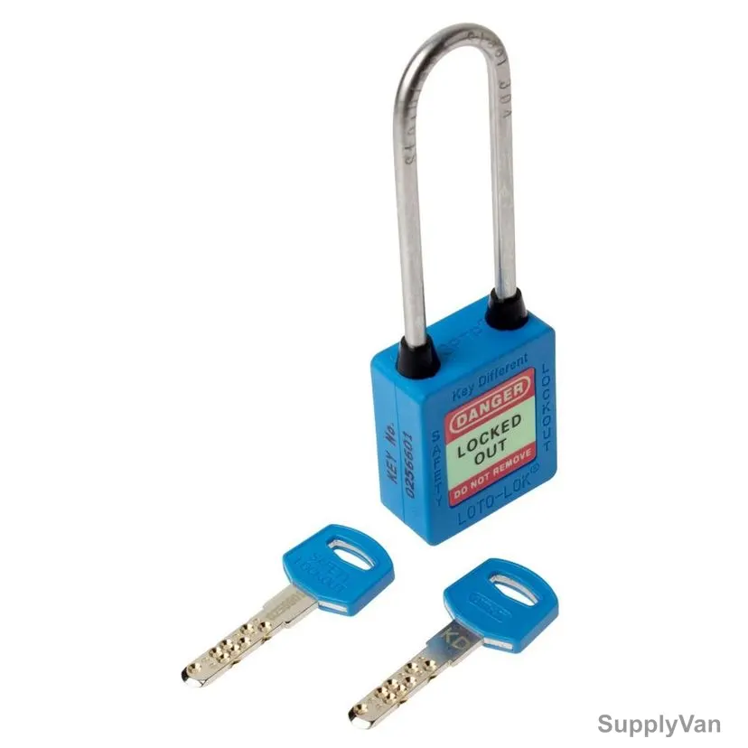 Loto-Lok Three Point Traceability Padlock, 3PTPBKDL80, Nylon and Stainless Steel, 80 x 5MM, Blue
