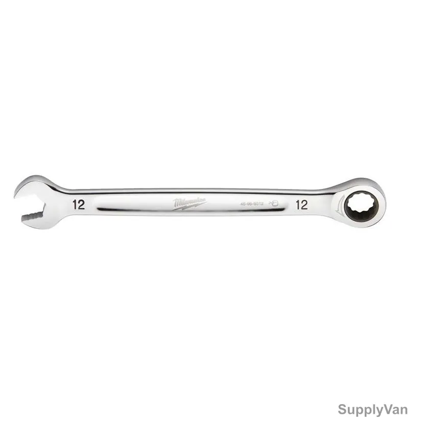 Milwaukee Ratcheting Combination Wrench, 4932471505, MaxBite, Chrome Plated, 12MM
