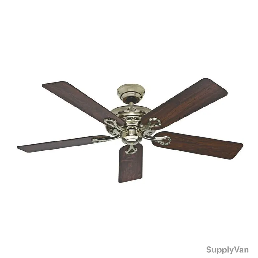 Hunter Ceiling Fan, 24524, Savoy, 5 Blade, 132CM, Bright Brass