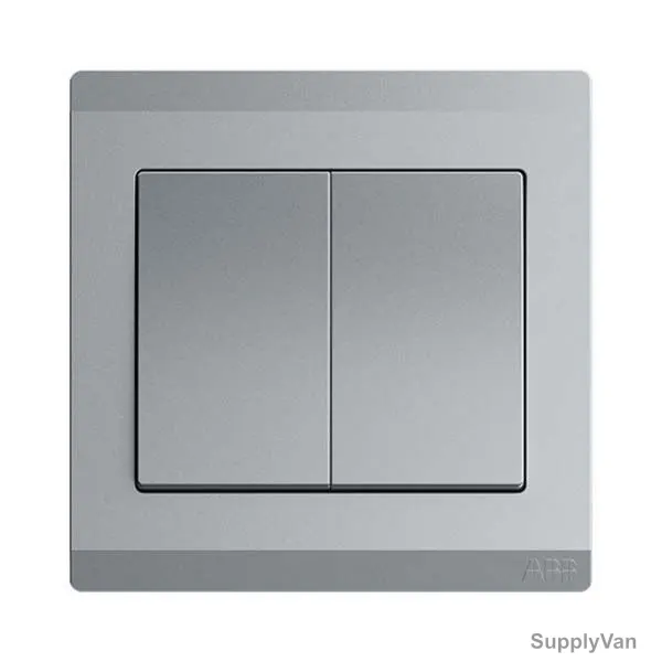 Abb Electrical Switch, BL102-G, Inora, 2 Gang, 1 Way, 10AX, Classic Grey — image 1