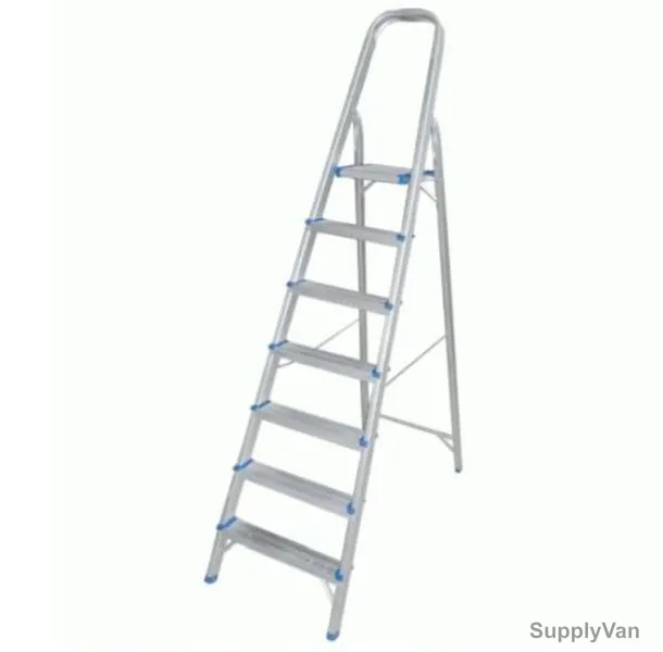 Robustline Step Ladder, 7 Steps, Steel, White