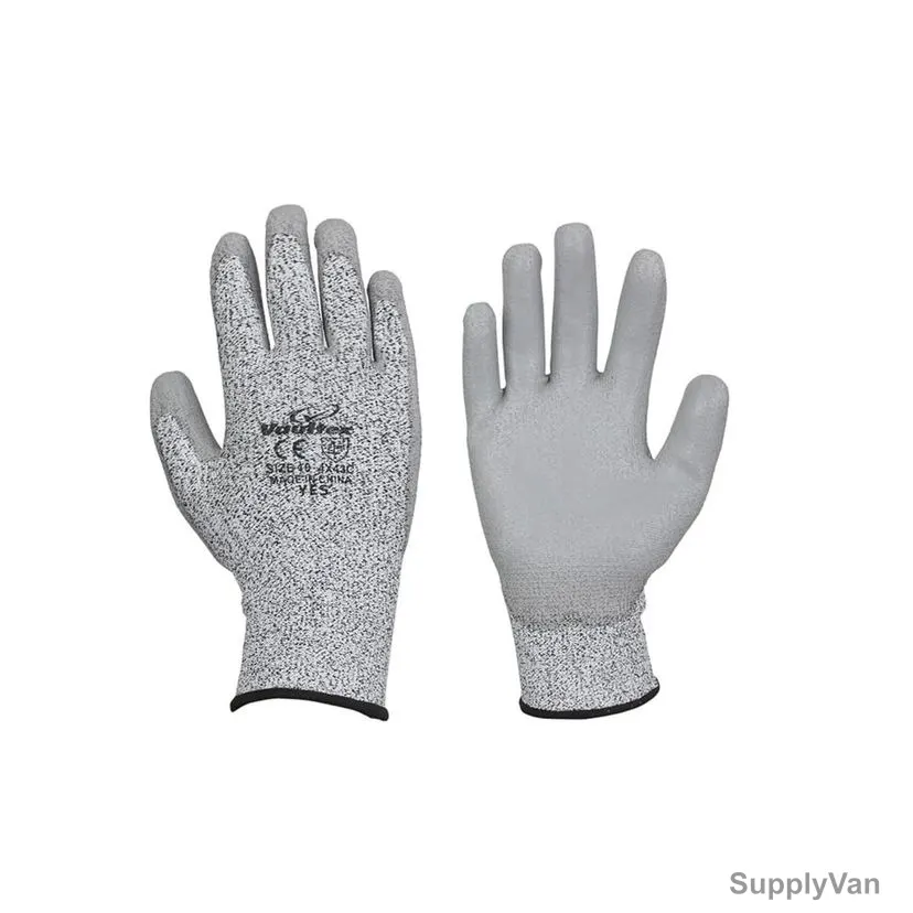 Vaultex PU Coated Hand Gloves, YES, Cut C, L, Grey, 12 Pairs/Pack