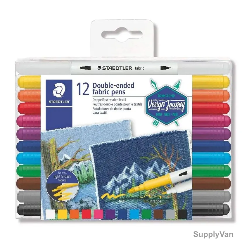 Staedtler Double End Fabric Pen Set, ST-3190-TB12, Assorted Colors, 12 Pcs/Set — image 1