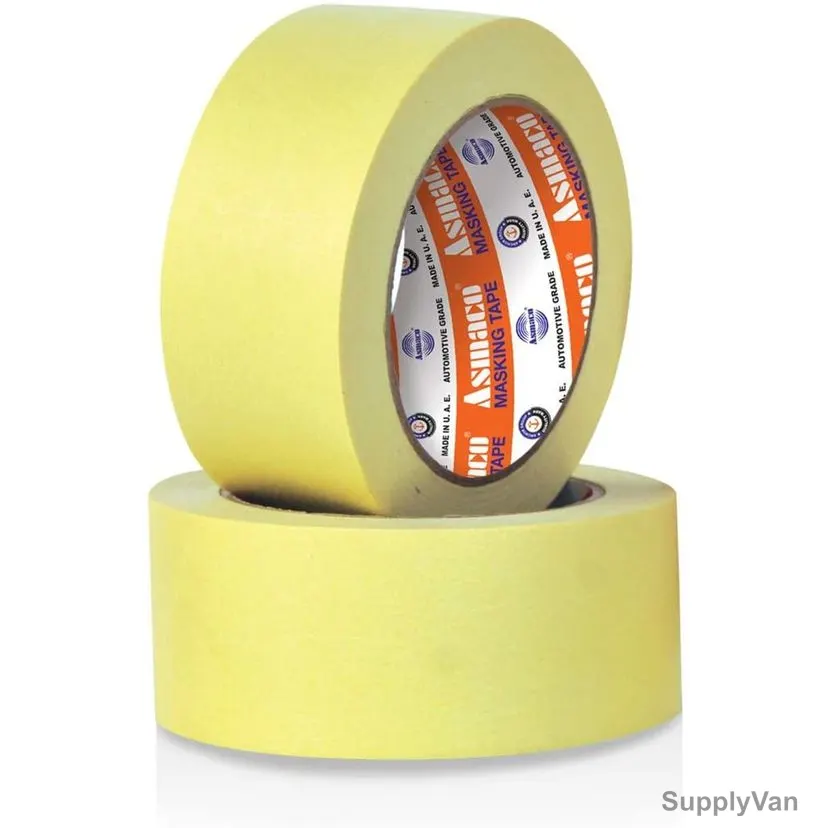 Asmaco Automotive Grade 80 Degree Masking Tape, Yellow, 48MM x 30 Yards, 24 Rolls/Carton