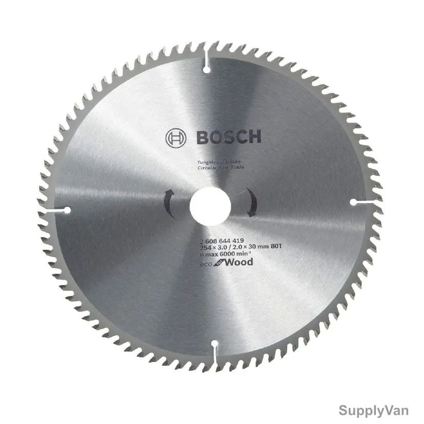 Bosch Wood Circular Saw Blade, 2608644419, Eco, TCT, 80T, 30MM Bore Dia x 254MM Dia, 5 Pcs/Pack
