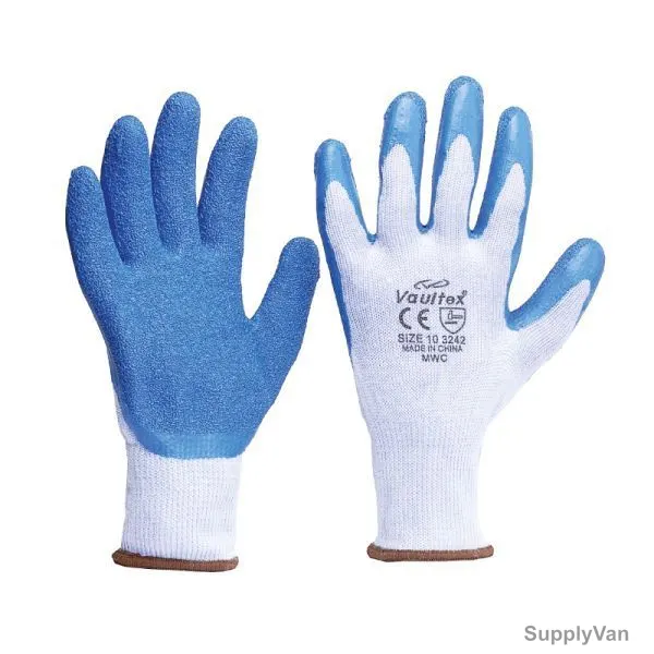 Vaultex Latex Coated Gloves, MWC, Size10, Blue, PK12