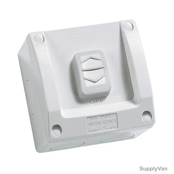 Schneider Electric Weather Protected Surface Switch, WS226, Clipsal, 250VAC
