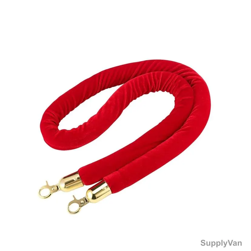 Barrier Rope, Velvet/Stainless Steel, 1.5 Mtrs Length, Red/Gold — image 1